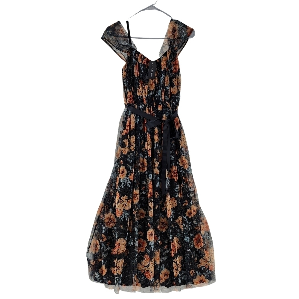 Candalite Women's Floral Off-The-Shoulder Long Tulle Dress - MP